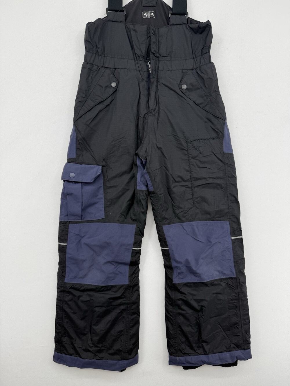 Adidas Snowbording Overalls Ski Pants Recco Kids Size XS Black & Blue 7 & 8 Year